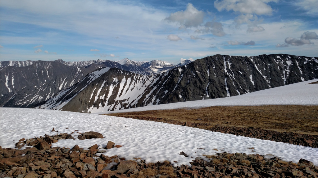 Excellent views of the full Crazy Mountain Range.