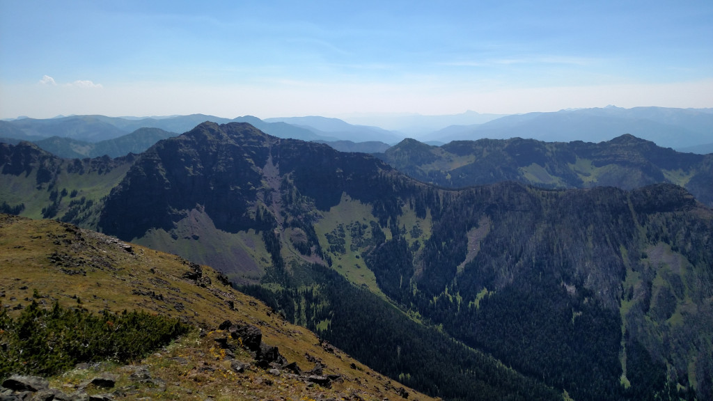 Looking south at the Gallatin Range from the summit. Alex Lowe Peak on the left.
