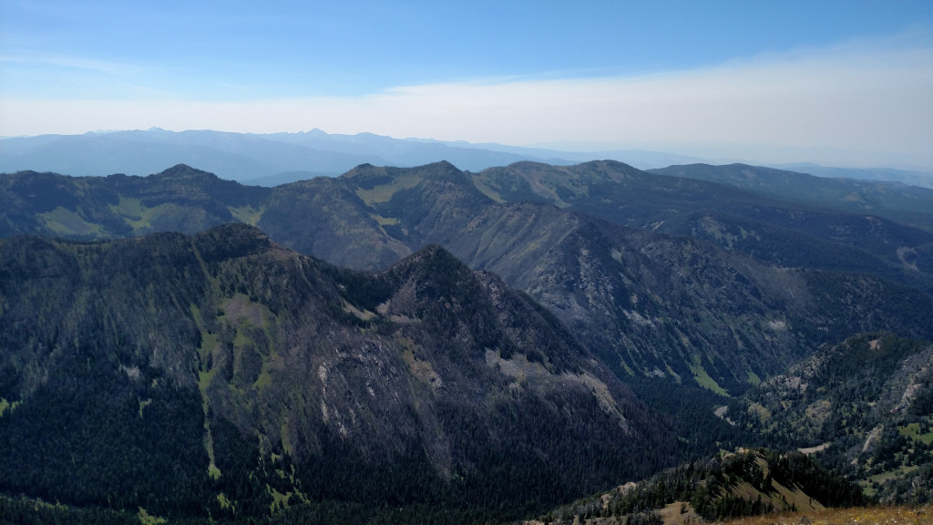 Looking west from the summit. The South Cottonwood drainage is down below.