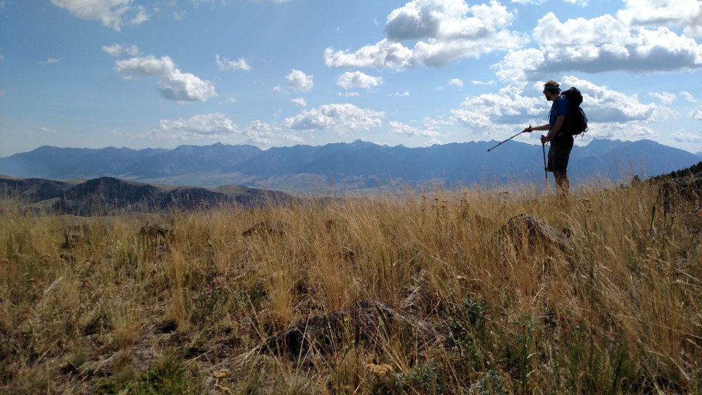 Working our way up the ridge. Awesome view of the Absarokas.