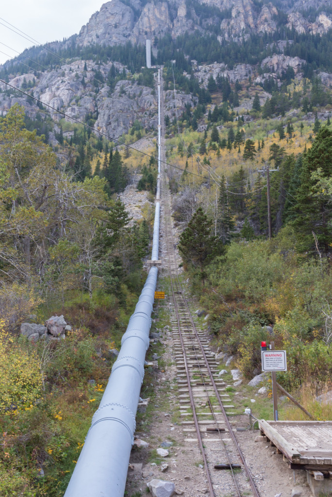 Drainage pipe and rail track.