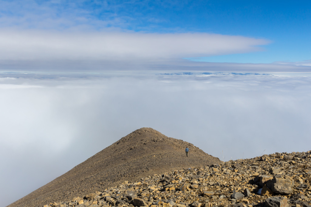 Looking west from the summit of Pomp. Arlo is heading east along the “arm”. In Montana, anything can happen.