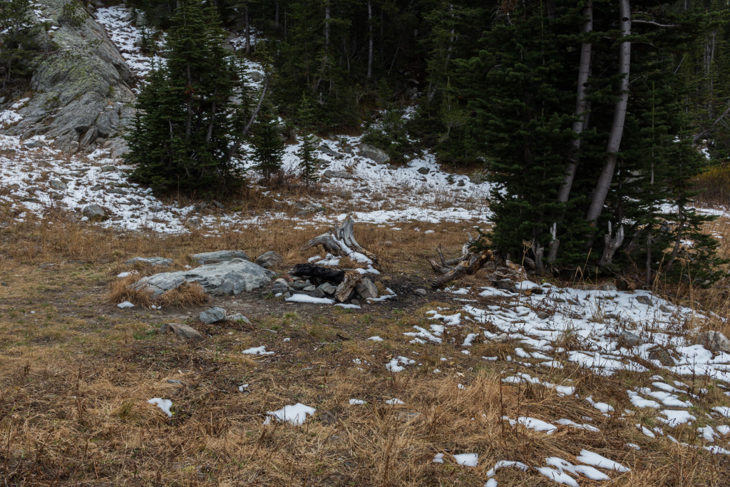 The other, less desirable campsite. A small group of ice climbers that we ran into had occupied it the previous night.