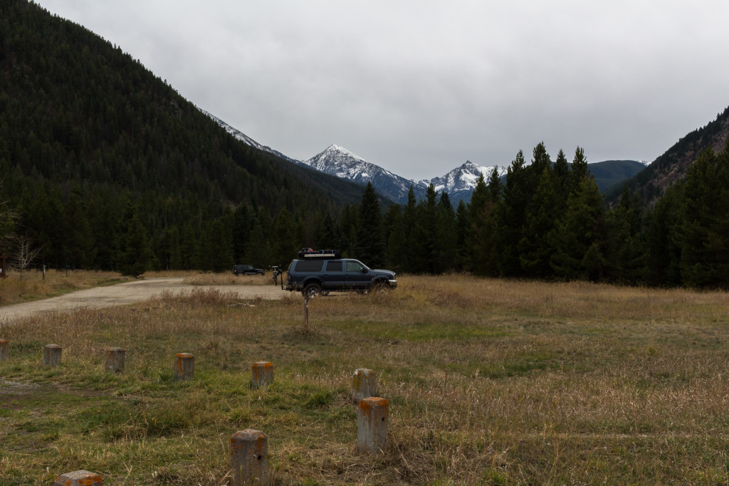 The view down the Spanish Creek drainage from the parking lot. Blaze Mountain in the center.