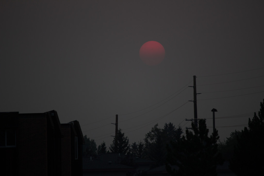 Back in Bozeman to see a spooky sunset.