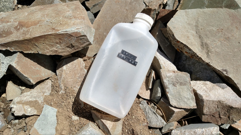 Not sure who “Crazy” Lee Roy is but he forgot his water bottle on the trail. I can only speculate about his fate.