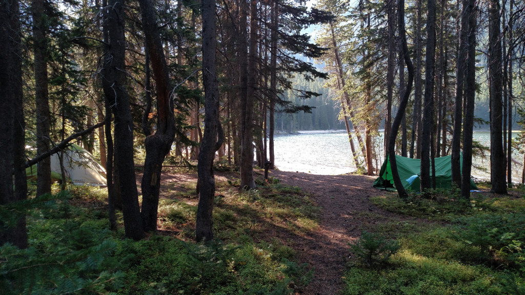 Pitched our tents right on the shoreline.