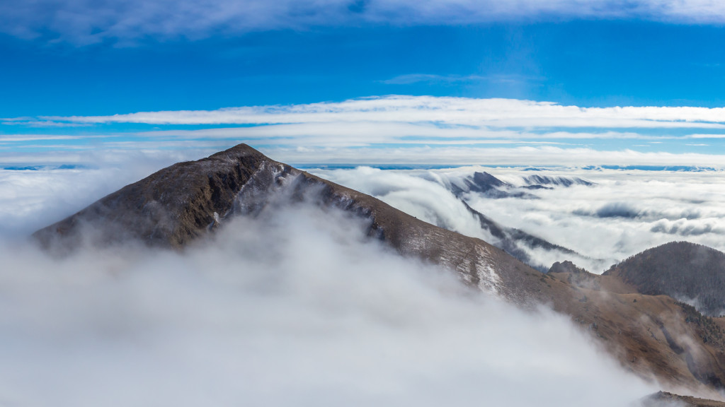 In a relatively short amount of time (about 20 min.) the clouds cleared and exposed the entire Bridger Range.