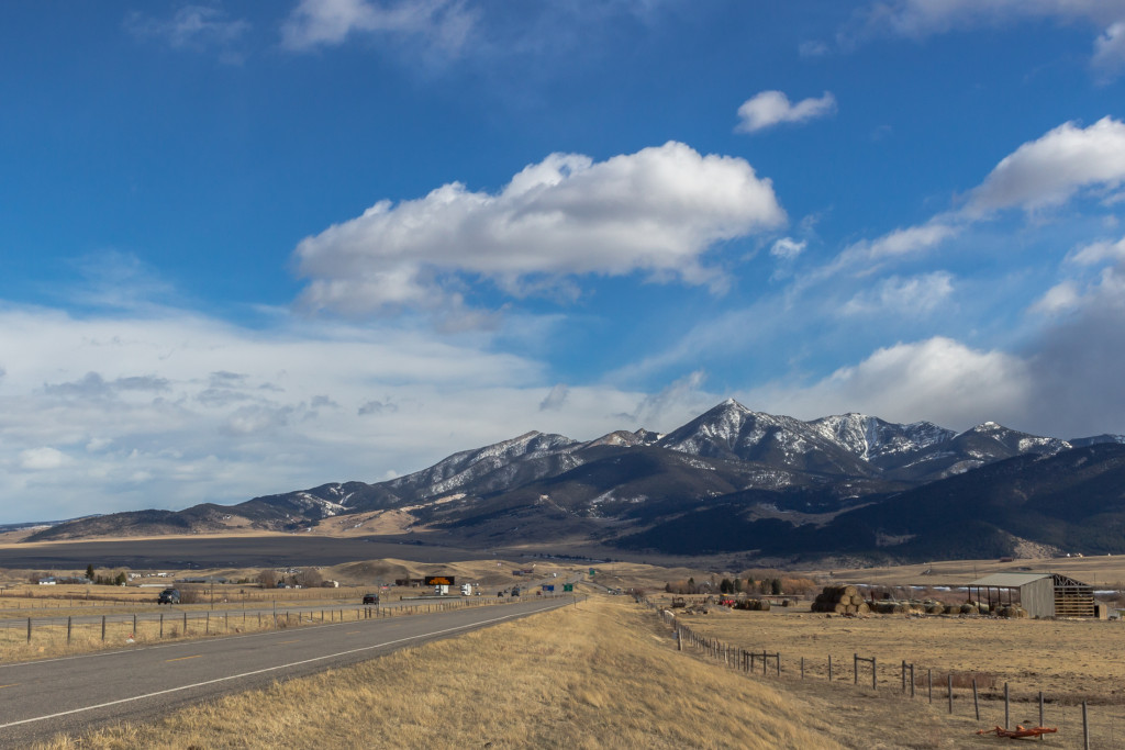 View of Livingston Peak from I-90. Taken February 2016.