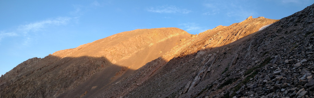 Looking up at Sacajawea during the golden hour.