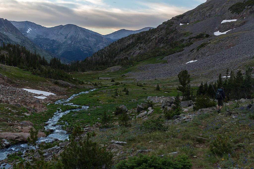 Heading down into the meadows below Glacier Lake.