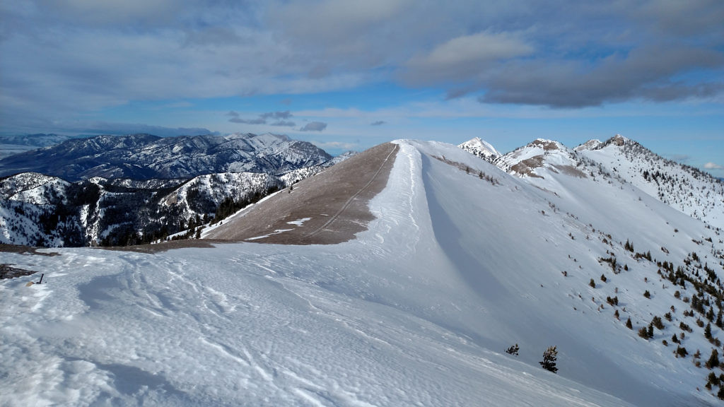Looking north from the summit. The real summit of Baldy is the peak furthest to the right. Photo taken February 2016.