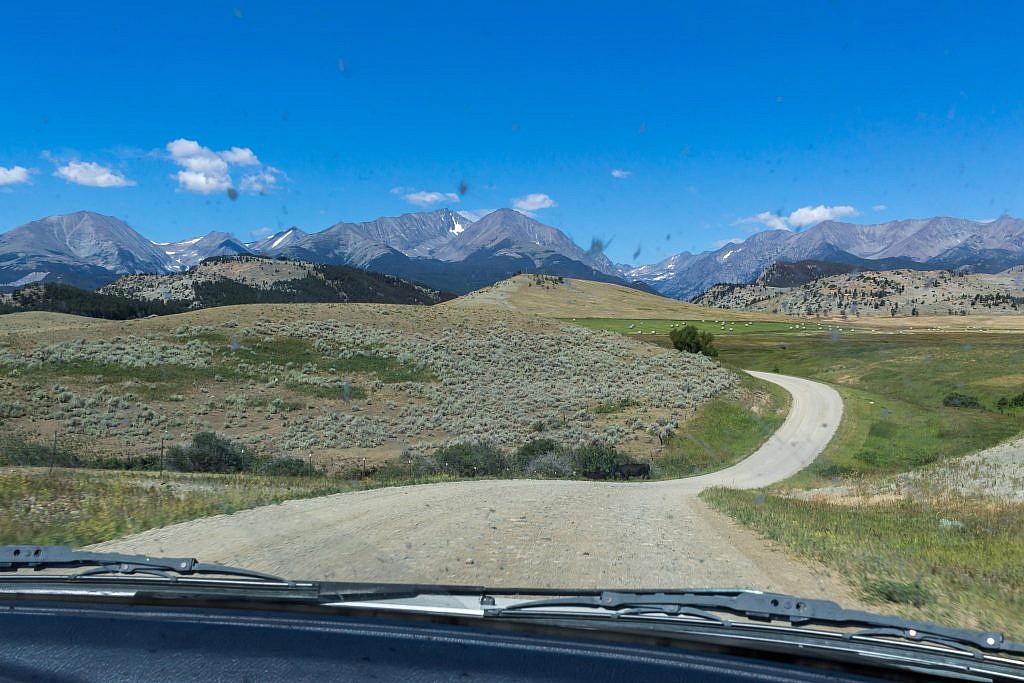 Approaching the Crazies from Big Timber Canyon Road. The road takes fooooooooorever.