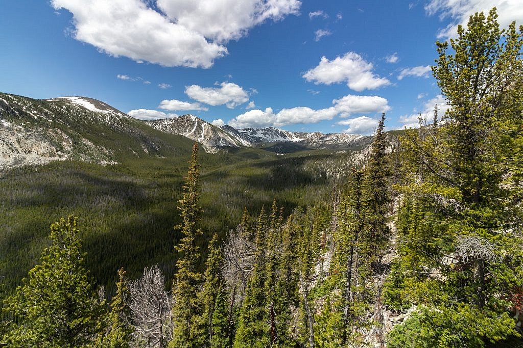 Ascending the ridge. Looking up the drainage towards Dempsey Basin.