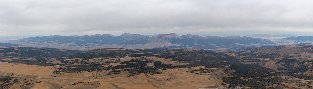 Looking west from the summit. The Snowcrest Range, in the distance, is arguably one of the most remote mountain ranges in the state. There are no easy access points which makes its highpoint, Sunset Peak (10,581′), exceptionally difficult to reach.