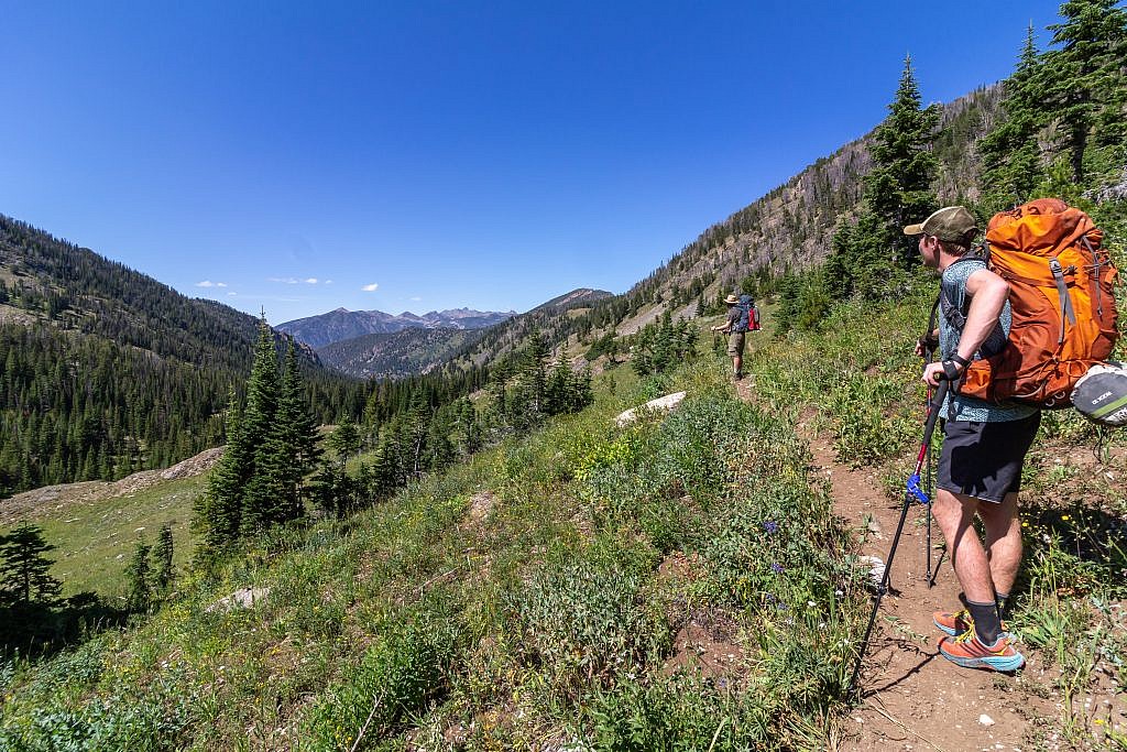 Looking north down the canyon towards the Madison Range.