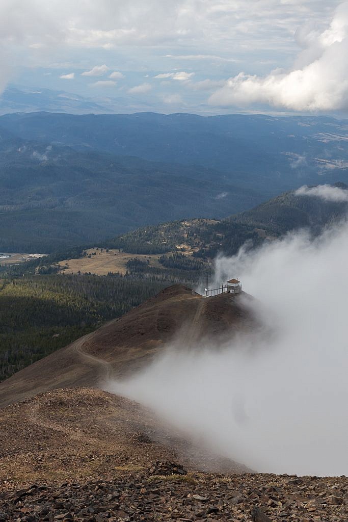 View of Highland Lookout while descending Red Mountain.