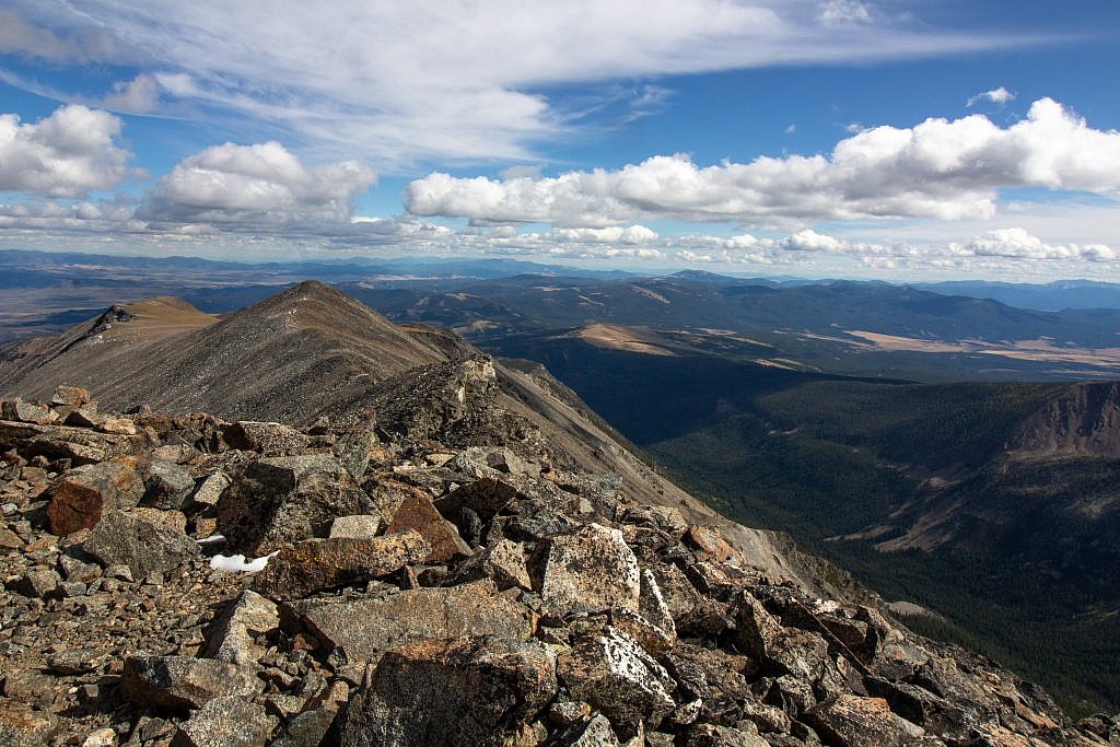 Looking east from the summit. The bare area in the center of the image is Grassy Mountain. A road leads to the top where there’s an old run-down lookout. This is another great bike destination.