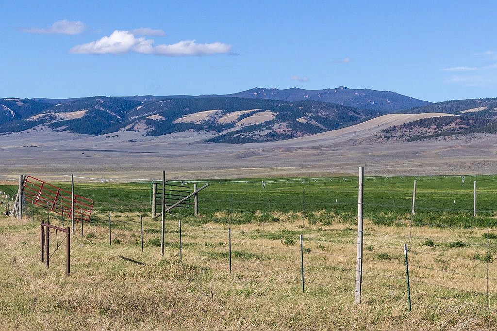 Looking north towards the Castles from the Shields River Valley. Elk Peak on the right.