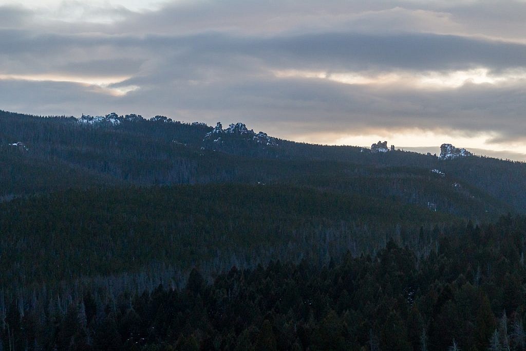 A shot of some of the castle-like rock spires spread throughout the range.