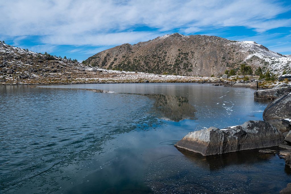 Gneiss Lake with Thompson Peak in the background.