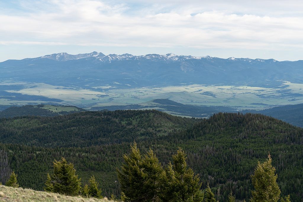 Looking south from the summit towards the Flint Creek Range. Mount Powell, the highpoint which I did last year, is the second peak from the left.