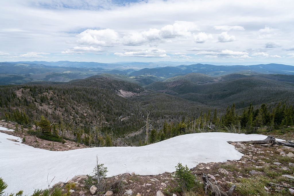 Looking east over the Nevada Mountains from the top of the drainage basin.