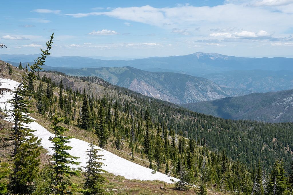 Looking northeast towards Baldy Mountain, the highpoint of the “Thompson-Baldy Area” of the Cabinet Mountains. I hiked this one two weeks earlier.