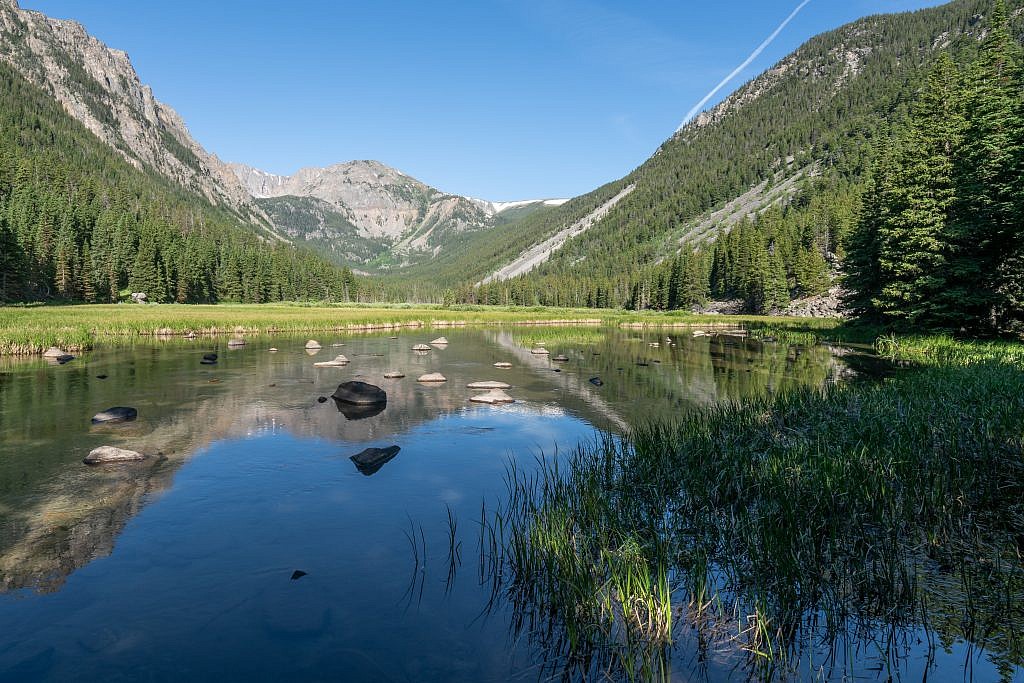 Slough Lake. There are several campsites around the lake for beginner or early-season backpackers.