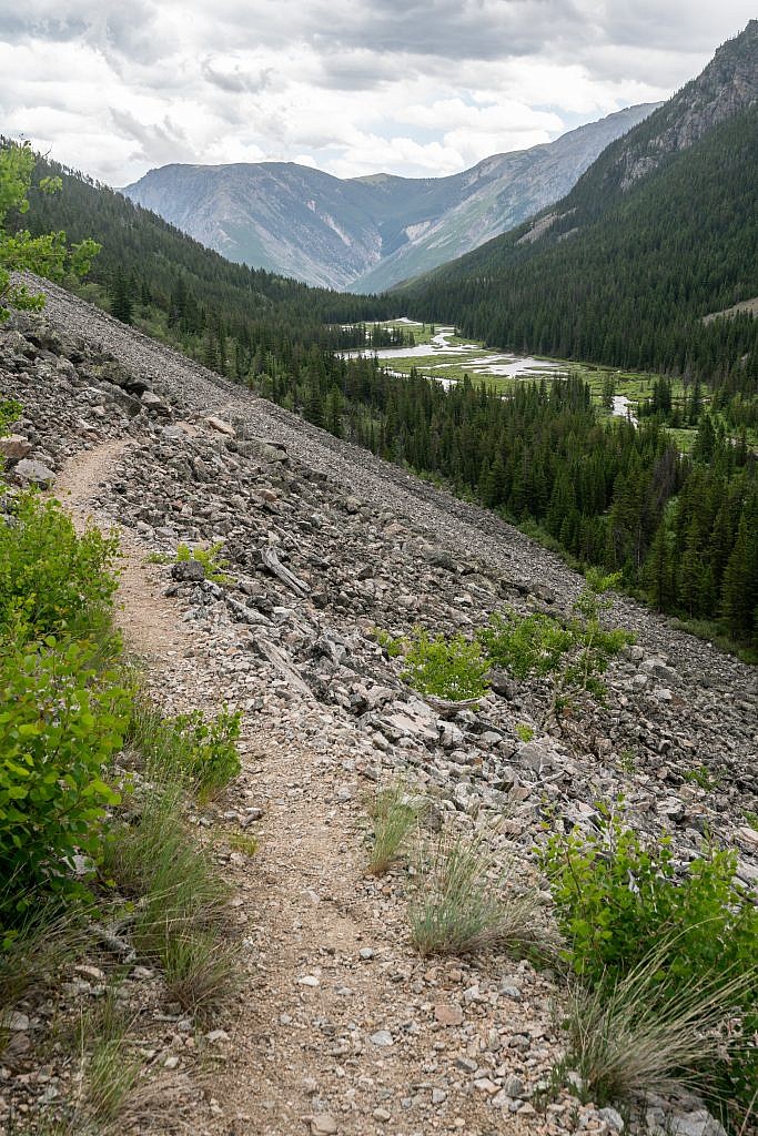 Looking down the Phantom Creek drainage. Slough Lake in the background.