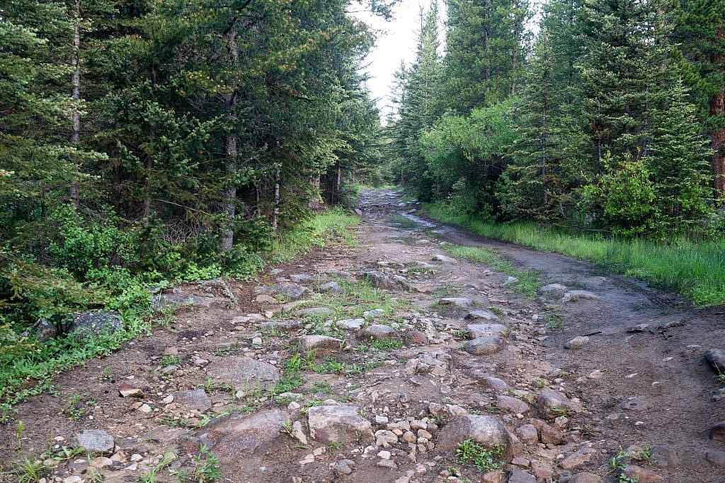 This is the short “rock step” section that makes the “unimproved” road inaccessible without high-clearance.