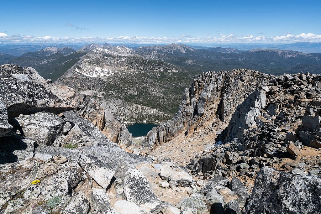 Looking north from the summit. South Gorge Lake in the foreground.